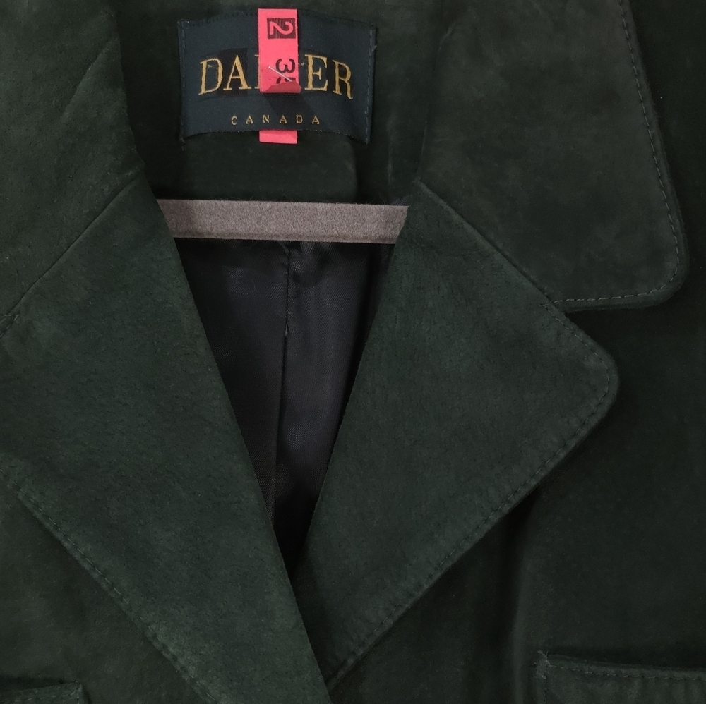 DANIER Green Suede Leather Blazer Jacket - Soft as Butter - Size L Quiet Lux - Picture 3 of 9